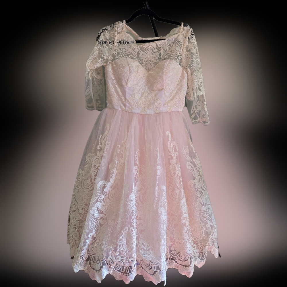 NWT Chichi London Elegant Pink Lace Wedding Dress